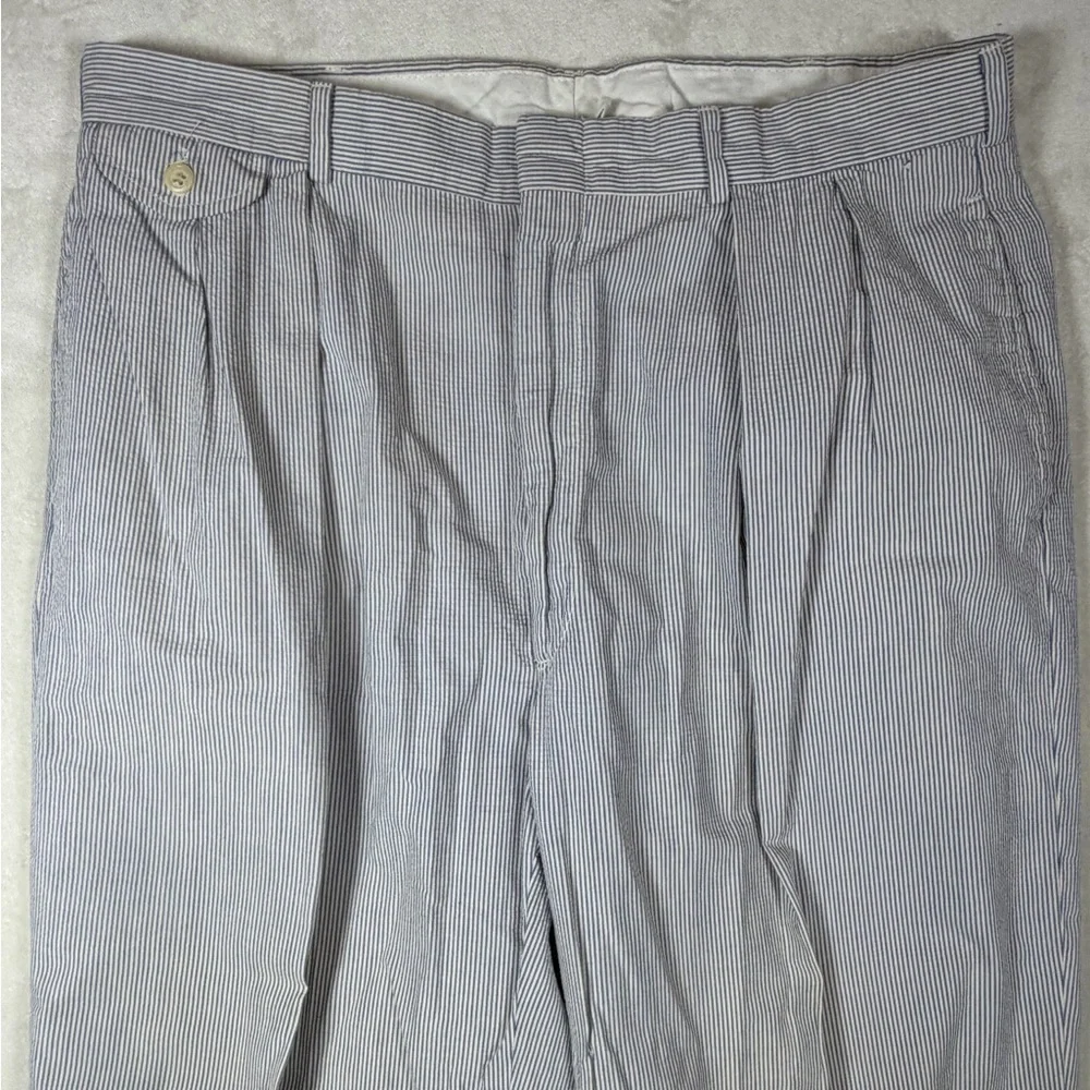 Polo Ralph Lauren 34W 29L Made in USA Cotton Seersucker Men's Gray Dress Pants